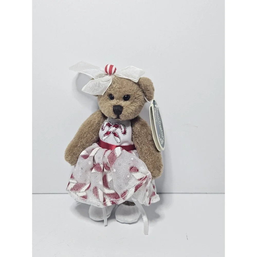 Bearington Collection Mini Mint Christmas Teddy Bear Plush Ornament Dress Candy